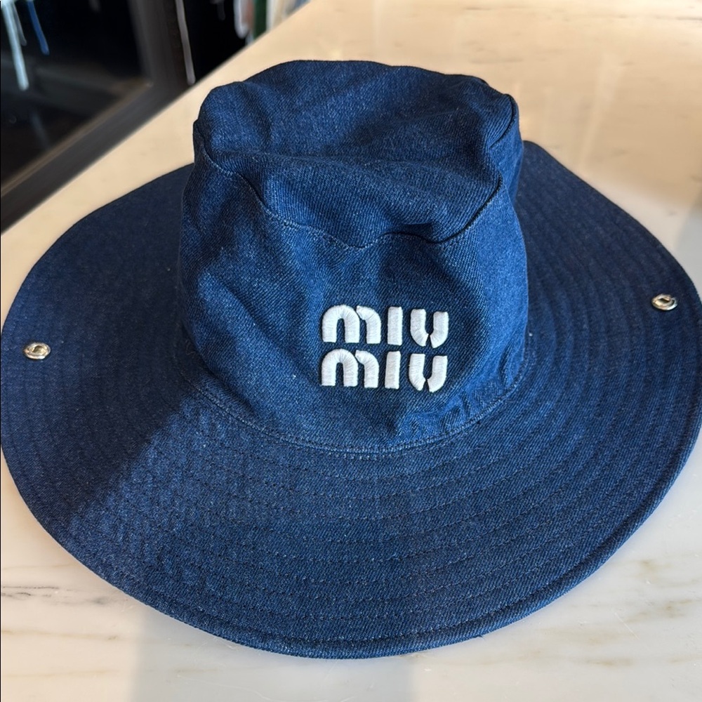 Miu Miu Navy Wide-Brim Hat